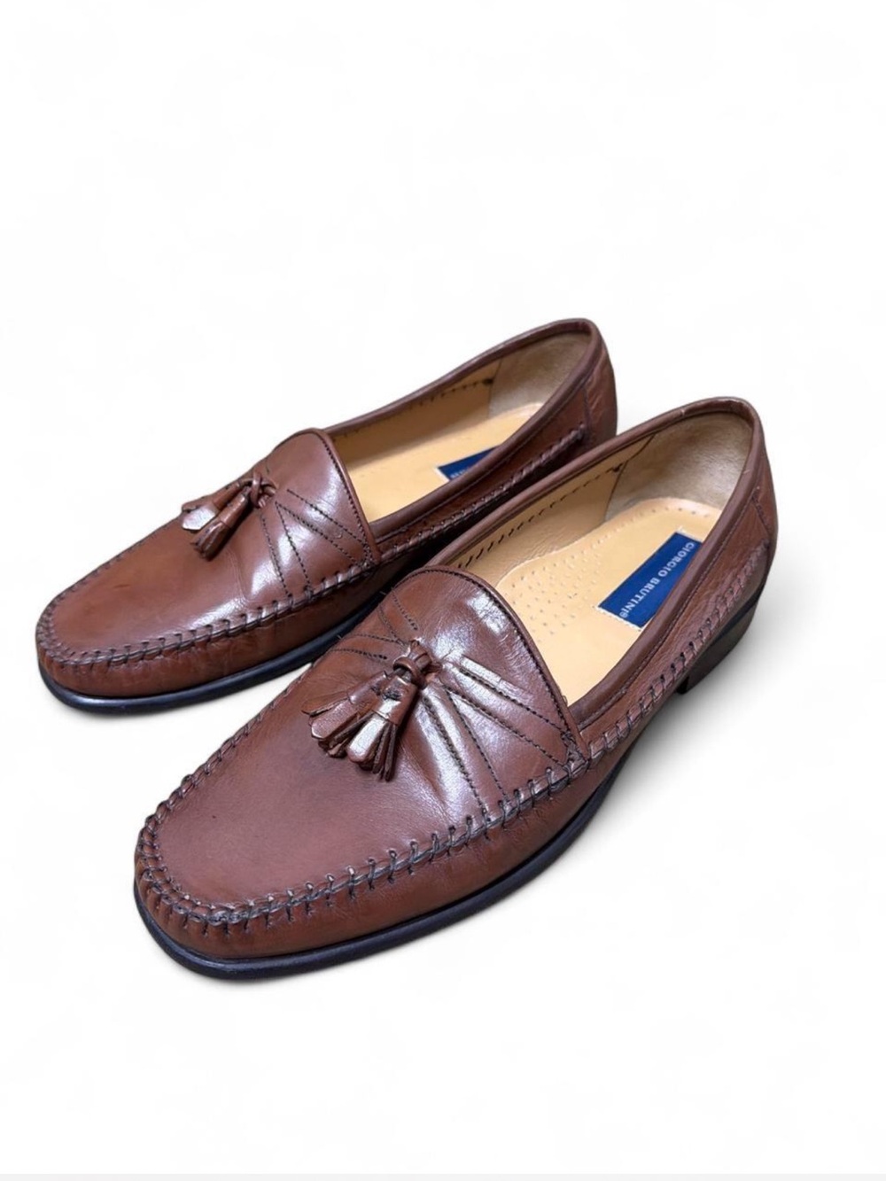 Giorgio Brutini Brown Leather Tassel Loafers Slip On Shoes Size 9M